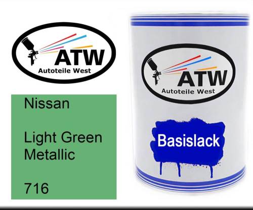 Nissan, Light Green Metallic, 716: 500ml Lackdose, von ATW Autoteile West.